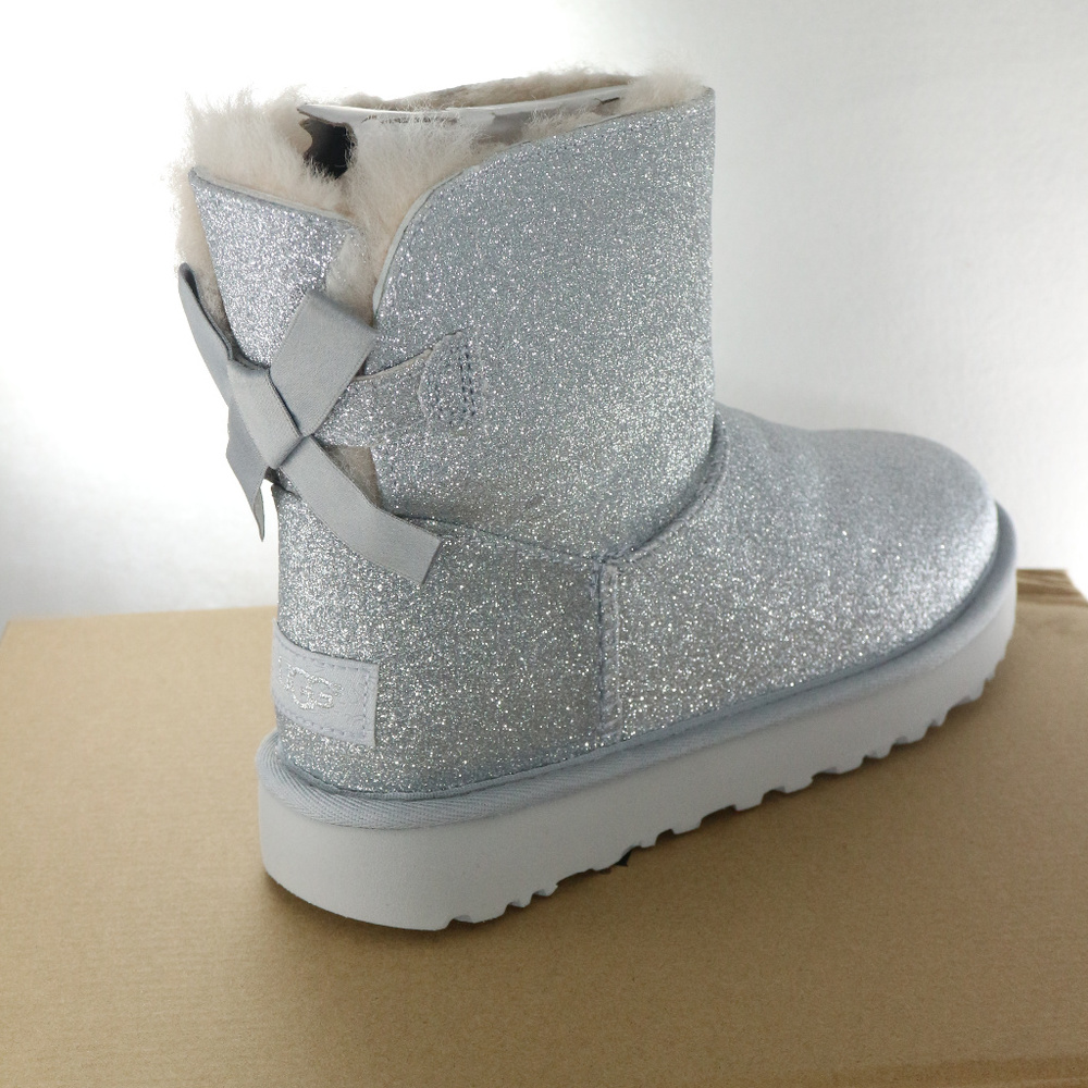 UGG Womens Pair Mini Bailey Bow Sparkle Boots RARE NEW Sz 5 US